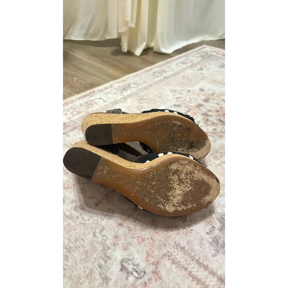 Dolce & Gabbana Polka Dot Cork Wedge Sandals Ankle Strap Women's US 7.5 - Picture 8 of 9